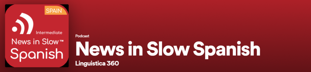 Banner for News in Slow English Podcast featuring their logo